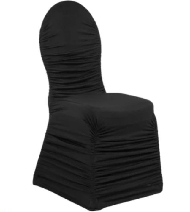 Rental store for CHAIR COVER, BLACK RUCHED SPANDEX in New Orleans LA